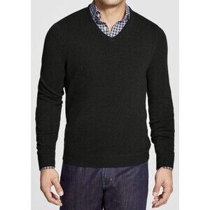 John W Nordstrom Cashmere Sweater Mens Size Medium Black V Neck 100% Cashmere